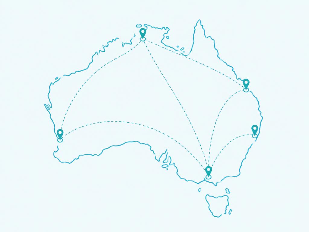 Faint line-art map of Australia